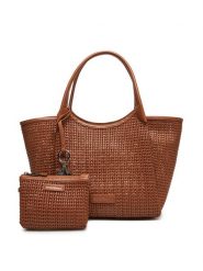 Emporio Armani Torebka EW001009 AF14309 U6164 Brązowy. Brązowe shopperki damskie Emporio Armani, bez wzorów, ze skóry, bez dodatków. Za 989.99 zł.