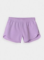 4F Spodenki plażowe damskie - fioletowe XS. Fioletowe szorty damskie 4F, bez wzorów, z elastanu, wakacyjne. W wyprzedaży za 59.99 zł.