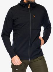 Kurtka polarowa męska Fjallraven Keb Fleece Hoodie. Czarne kurtki męskie Fjällräven, na lato, l, bez wzorów, z elastanu, biznesowe, bez kaptura. Za 906.39 zł.