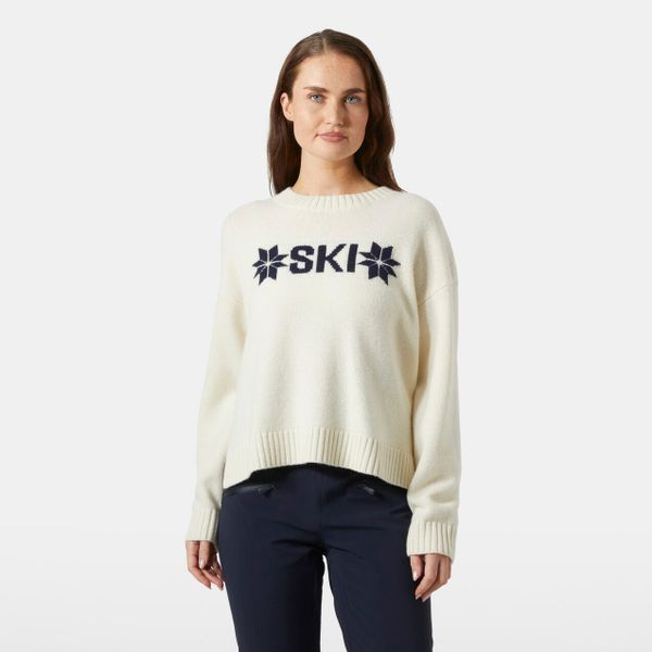 Damski sweter z dzianiny Helly Hansen Bliss. Białe swetry nierozpinane damskie Helly Hansen, na zimę, bez wzorów, z dzianiny, sportowe, bez kołnierzyka, bez ramiączek. Za 701.00 zł.