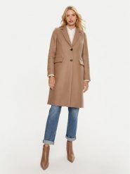 Tommy Hilfiger Płaszcz wełniany WW0WW42738 Brązowy Regular Fit. Brązowe płaszcze damskie Tommy Hilfiger, na zimę, bez wzorów, z wełny, bez kołnierzyka, bez kaptura. Za 1,699.00 zł.