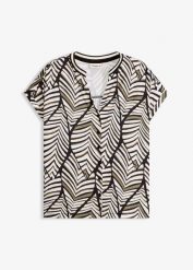 Bluzka koszulowa. Czarne bluzki damskie bonprix, bez wzorów, eleganckie, bez kołnierzyka, bez ramiączek. Za 112.99 zł.