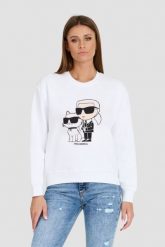 KARL LAGERFELD Biała bluza damska Ikonik 2.0. Białe bluzy damskie KARL LAGERFELD, s, bez wzorów, z bawełny, bez ramiączek, bez kaptura. W wyprzedaży za 639.99 zł.