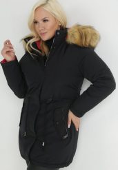 Czarno-Czerwona Kurtka Parka Dwustronna Sikave. Czarne kurtki damskie Born2be, xl, bez wzorów, z jeansu, bez kaptura. Za 159.99 zł.
