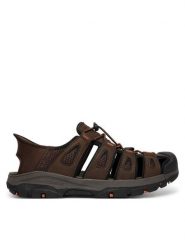 Skechers Sandały Tresmen 205187/CHOC Brązowy. Brązowe sandały męskie Skechers, bez wzorów, ze skóry, bez zapięcia. Za 349.99 zł.