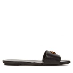 Klapki Emporio Armani. Czarne klapki damskie Emporio Armani, bez wzorów, bez obcasa, bez zapięcia. Za 919.99 zł.