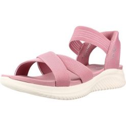 Sandały SKECHERS 119975S Rose. Czerwone sandały damskie Skechers, bez wzorów, z materiału, bez obcasa, bez zapięcia. Za 296.99 zł.