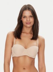 Tommy Hilfiger Biustonosz bardotka UW0UW05378 Beżowy. Brązowe biustonosze Tommy Hilfiger, bez wzorów, z syntetyku. Za 129.99 zł.