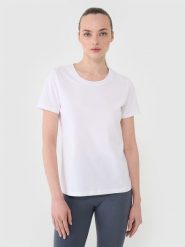 4F T-shirt regular gładki damski - biały M. Białe t-shirty damskie 4F, m, bez wzorów, z bawełny, klasyczne, bez kołnierzyka, bez ramiączek. Za 49.99 zł.