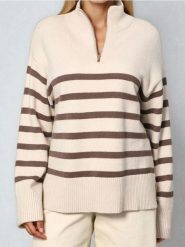 Sweter w paski - Inny. Swetry nierozpinane damskie Sinsay, l, bez wzorów, bez kołnierzyka, bez ramiączek. Za 79.99 zł.