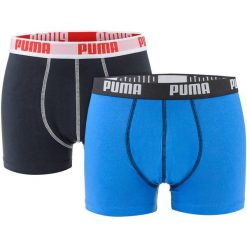 Bokserki majtki męskie bawełniane 2 pary PUMA BOXER TRUNKS. Niebieskie bokserki męskie Puma, bez wzorów, z bawełny. Za 47.00 zł.