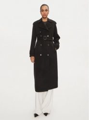 Elisabetta Franchi Płaszcz wełniany CP-57D-46E2 Czarny Regular Fit. Czarne płaszcze damskie Elisabetta Franchi, bez wzorów, z wełny, bez kołnierzyka, bez kaptura. Za 3,849.00 zł.