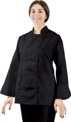 Visent BLUZA GASTRONOMICZNA DAMSKA KITEL KUCHARSKI czarny XL. Czarne bluzy damskie Visent, xl, bez wzorów, bez ramiączek, bez kaptura. Za 79.99 zł.