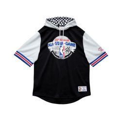 Krótki rękaw bluza z kapturem z siateczki Mitchell & Ness All Star. Czarne bluzy męskie Mitchell & Ness, m, bez wzorów, eleganckie, bez ramiączek, z kapturem. Za 428.00 zł.