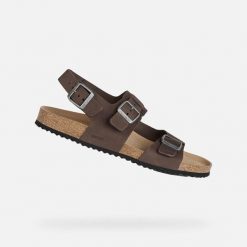 Sandały GEOX U SANDAL GHITA Brązowy. Brązowe sandały męskie Geox, na lato, bez wzorów, ze skóry, bez zapięcia. Za 317.99 zł.