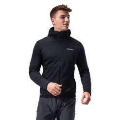 Bluza polarowa męska Berghaus Heuburg Hoody. Czarne bluzy sportowe męskie Berghaus, m, bez wzorów, z polaru, bez kaptura. Za 369.99 zł.