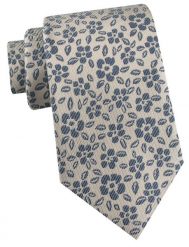 Krawat Męski - Angelo di Monti - Drobne Kwiatki na Beżowym Tle. Niebieskie krawaty i muchy Angelo di Monti, bez wzorów, z tkaniny, eleganckie. Za 45.00 zł.