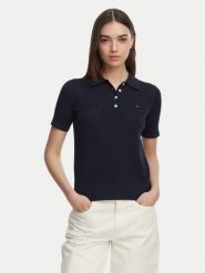 Tommy Hilfiger Sweter WW0WW49362 Granatowy Slim Fit. Niebieskie swetry nierozpinane damskie Tommy Hilfiger, xs, bez wzorów, z bawełny, bez kołnierzyka, bez ramiączek. Za 649.99 zł.