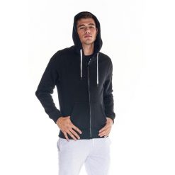 Męska bluza z kapturem i zamkiem błyskawicznym na całej długości Heavy Basic. Czarne bluzy męskie LEONE 1947 APPAREL, l, bez wzorów, z tkaniny, sportowe, bez ramiączek, z kapturem. W wyprzedaży za 223.60 zł.