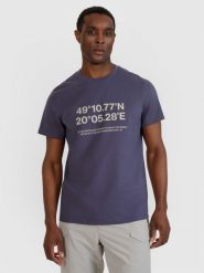 4F T-shirt regular z nadrukiem męski - szary XXL. Szare t-shirty męskie 4F, m, bez wzorów, z bawełny, bez kołnierzyka, bez ramiączek. W wyprzedaży za 49.99 zł.