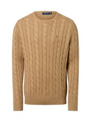 Polo Ralph Lauren sweter z dzianiny Mężczyźni dzianina grubo tkana brązowy, S. Brązowe swetry męskie Polo Ralph Lauren, m, bez wzorów, z bawełny, klasyczne, bez kołnierzyka, bez ramiączek. Za 649.95 zł.
