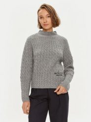 Tommy Hilfiger Sweter WW0WW42144 Szary Relaxed Fit. Szare swetry nierozpinane damskie Tommy Hilfiger, l, bez wzorów, z wełny, bez kołnierzyka, bez ramiączek. Za 629.99 zł.