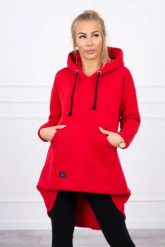 Bluza ocieplana z długim tyłem i kapturem czerwona. Czerwone bluzy damskie KESI, l, bez wzorów, z bawełny, bez ramiączek. Za 238.37 zł.