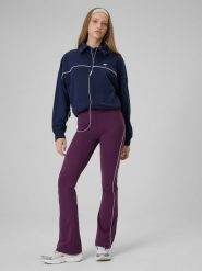 4F Legginsy z rozszerzanymi nogawkami damskie - burgundowe M. Czerwone legginsy damskie 4F, bez wzorów, z bawełny. Za 129.99 zł.