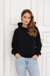 BLUZA MILA CZARNA S - Flawless. Czarne bluzy damskie Flawless, s, bez wzorów, z bawełny, biznesowe, bez ramiączek, z kapturem. Za 203.00 zł.