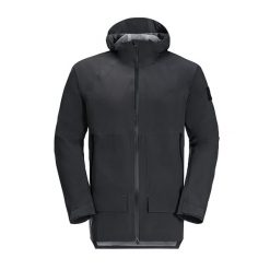 Kurtka przeciwdeszczowa męska Jack Wolfskin Goldgewann Parka. Czarne kurtki męskie Jack Wolfskin, m, bez wzorów, sportowe, bez kaptura. Za 589.99 zł.