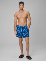 4F Spodenki plażowe boardshorty męskie - turkusowe XXL. Niebieskie szorty męskie 4F, bez wzorów, z materiału. Za 99.99 zł.