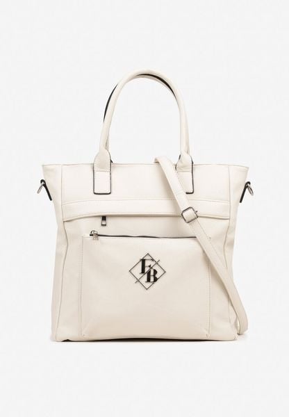 Beżowa Torebka Typu Shopper z Paskiem Crossbody Zdobiona Aplikacją Idaniela. Brązowe shopperki damskie Renee, z aplikacjami, z jeansu, na ramię, zdobione, bez dodatków. Za 109.99 zł.