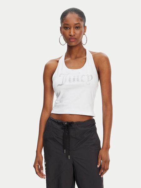 Juicy Couture Top Tied JCWCT125306 Biały Slim Fit. Białe topy damskie Juicy Couture, s, bez wzorów, z bawełny, bez kołnierzyka, bez ramiączek. Za 69.99 zł.