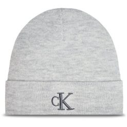 Czapka Calvin Klein Jeans. Szare czapki damskie Calvin Klein Jeans, na zimę, bez wzorów, z jeansu. Za 119.99 zł.