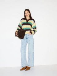 Jeansy wide leg z przeszyciem - niebieski. Niebieskie jeansy damskie Reserved, bez wzorów, z bawełny. Za 199.99 zł.