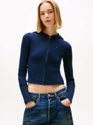 Tommy Jeans Kardigan - Cardi Kobiety niebieski, M. Niebieskie kardigany damskie Tommy Jeans, m, bez wzorów, z bawełny, sportowe, bez kołnierzyka. Za 279.95 zł.