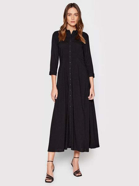 YAS Sukienka koszulowa Savanna 26022663 Czarny Regular Fit. Czarne sukienki damskie YAS, xs, bez wzorów, z wiskozy, bez kołnierzyka, bez ramiączek, koszulowe. Za 219.99 zł.