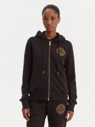 Versace Jeans Couture Bluza 80HAIT02 CF01T Czarny Regular Fit. Czarne bluzy damskie Versace Jeans Couture, m, bez wzorów, z bawełny, bez ramiączek, bez kaptura. Za 1,179.00 zł.
