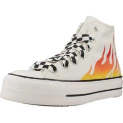 Buty CONVERSE CHUCK TAYLOR ALL STAR LIFT PLATFORM FLAMES Biały. Białe obuwie sportowe damskie Converse, bez wzorów, z tkaniny, bez zapięcia. Za 265.99 zł.