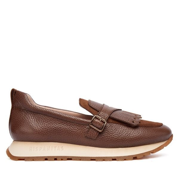 Półbuty Hispanitas. Brązowe półbuty damskie Hispanitas, bez wzorów, bez obcasa, na płaskiej podeszwie, bez zapięcia. Za 439.99 zł.