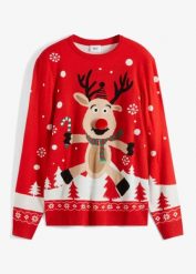 Sweter z bożonarodzeniowym motywem. Czarne swetry męskie bonprix, m, bez wzorów, wizytowe, bez kołnierzyka, bez ramiączek. Za 129.99 zł.