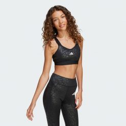 Biustonosz All Sports Animal Print Marshmallow Print. Białe koszulki sportowe damskie Adidas, bez wzorów, bez ramiączek, na jogę i pilates. W wyprzedaży za 83.85 zł.