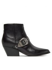 Guess Botki Hermine FL7HRM LEA10 Czarny. Czarne botki damskie Guess, z aplikacjami, ze skóry, bez obcasa, na słupku, bez zapięcia. Za 1,049.00 zł.