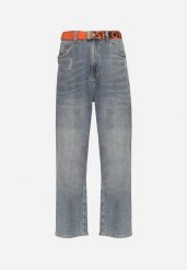 Niebieskie Jeansy o Fasonie Regular z Paskiem z Napisami Ivelanora. Niebieskie jeansy męskie Born2be, z jeansu, klasyczne. Za 149.99 zł.