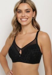 Czarny Biustonosz Full Cup z Efektem Push-Up w Geometryczny Wzór Boriri. Czarne biustonosze Born2be, bez wzorów. Za 34.99 zł.