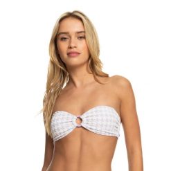 Góra od stroju kąpielowego ROXY Check It Bandeau. Czerwone bikini Roxy, m, bez wzorów. Za 89.99 zł.