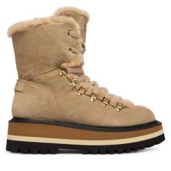 Trzewiki Bogner. Brązowe botki damskie Bogner, bez wzorów, bez obcasa, na płaskiej podeszwie, bez zapięcia. Za 1,949.00 zł.