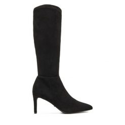 Kozaki DeeZee. Czarne kozaki damskie DeeZee, bez wzorów, bez obcasa, na szpilce, bez zapięcia. Za 239.99 zł.
