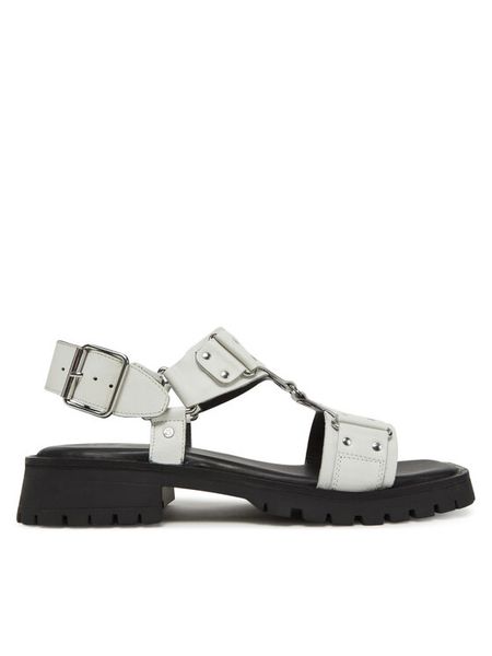 Bronx Sandały Rac-Quel 85041-A Biały. Białe sandały damskie Bronx, bez wzorów, ze skóry, bez obcasa, na płaskiej podeszwie, bez zapięcia. Za 499.99 zł.