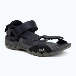 Sandały damskie Jack Wolfskin Ridge. Czarne sandały damskie Jack Wolfskin, bez wzorów, z gumy, bez obcasa, bez zapięcia. Za 309.99 zł.